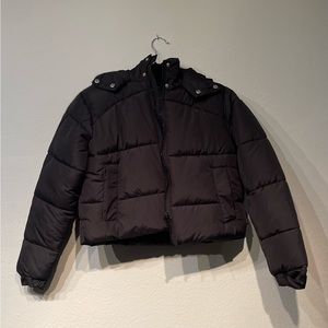 Missguided black puffer jacket 2p with hood